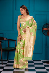 Mimosa Women's Woven Design Banarasi Style Art Silk Saree With Blouse Piece : SA00001764PSFREE