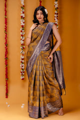 Mimosa Women's Woven Design Kanjivaram Style Art Silk Saree With Blouse Piece : SA00001592NVFREE