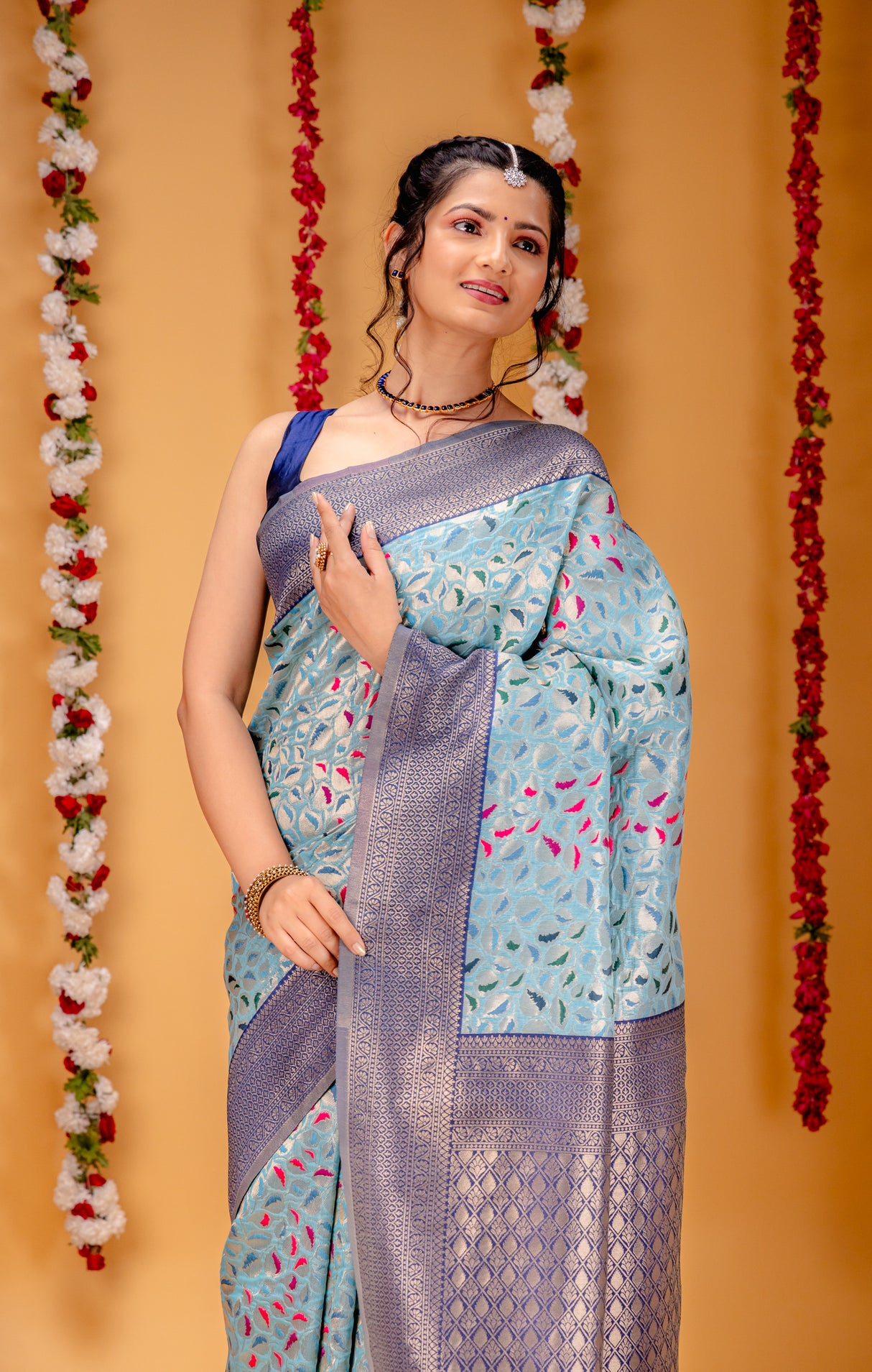 Mimosa Women's Woven Design Kanjivaram Style Art Silk Saree With Blouse Piece : SA00001596SFFREE
