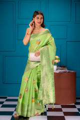 Mimosa Women's Woven Design Banarasi Style Art Silk Saree With Blouse Piece : SA00001758PSFREE