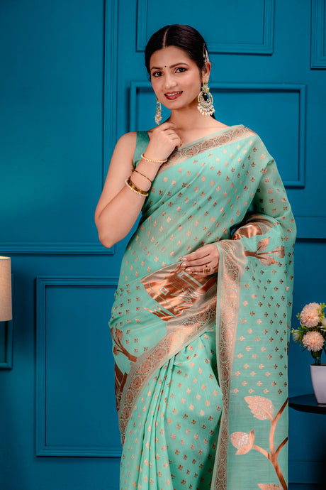 Mimosa Women's Woven Design Banarasi Style Art Silk Saree With Blouse Piece : SA00001828RMFREE