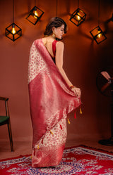 Mimosa Women's Woven Design Kanjivaram Style Art Silk Saree With Blouse Piece : SA00001587TSFREE