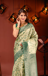 Mimosa Women's Woven Design Kanjivaram Style Art Silk Saree With Blouse Piece : SA00001591PSFREE