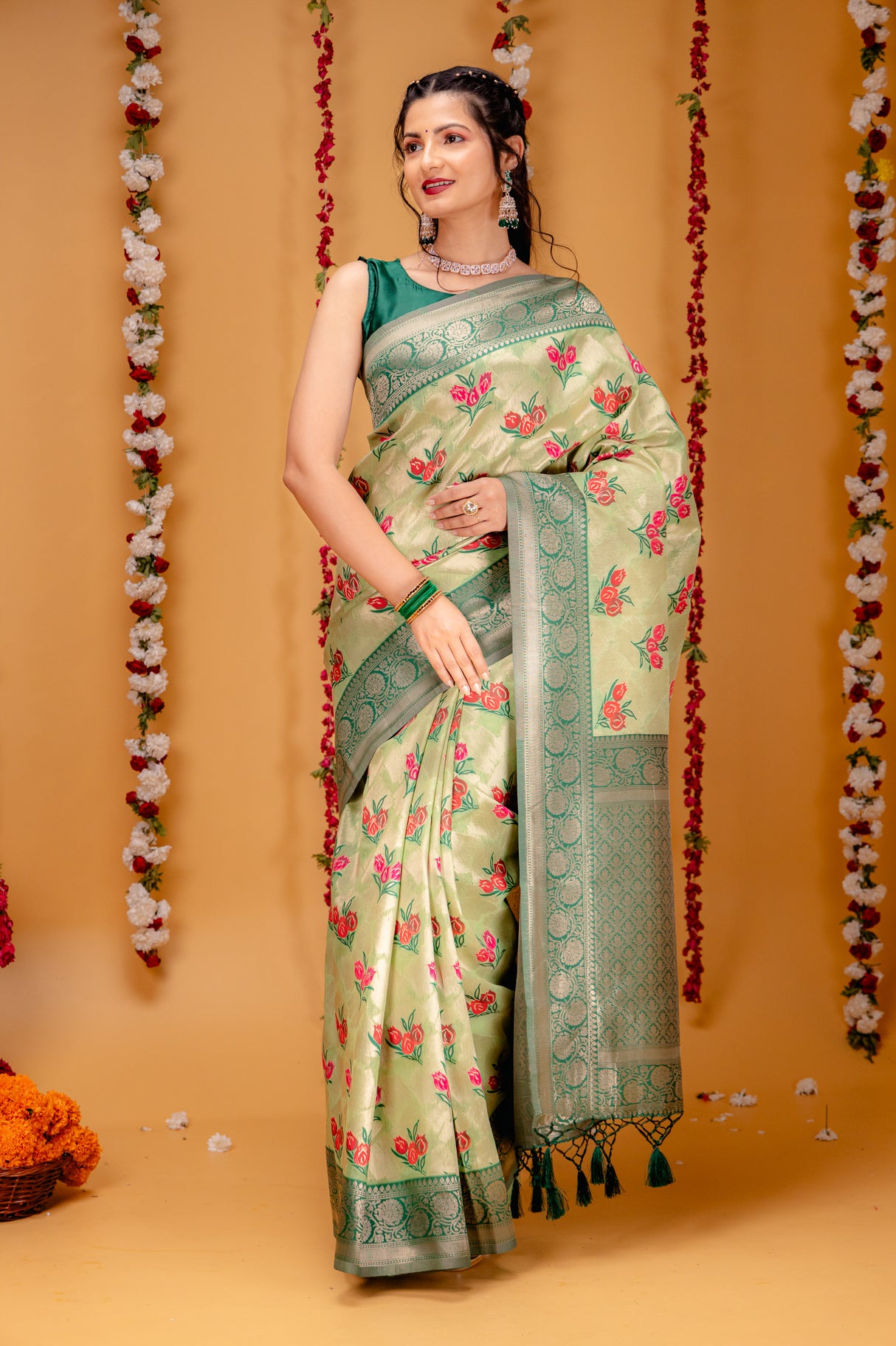 Mimosa Women's Woven Design Banarasi Style Art Silk Saree With Blouse Piece : SA00001606PSFREE