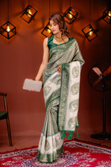 Mimosa Women's Woven Design Kanjivaram Style Art Silk Saree With Blouse Piece : SA00001623GRNFREE