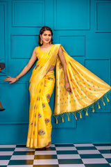 Mimosa Women's Woven Design Banarasi Style Art Silk Saree With Blouse Piece : SA00001740GDFREE