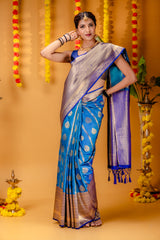 Mimosa Women's Woven Design Kanjivaram Style Art Silk Saree With Blouse Piece : SA00001610SFFREE