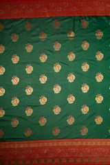Mimosa Women's Woven Design Kanjivaram Style Art Silk Saree With Blouse Piece : SA00001693GRNFREE