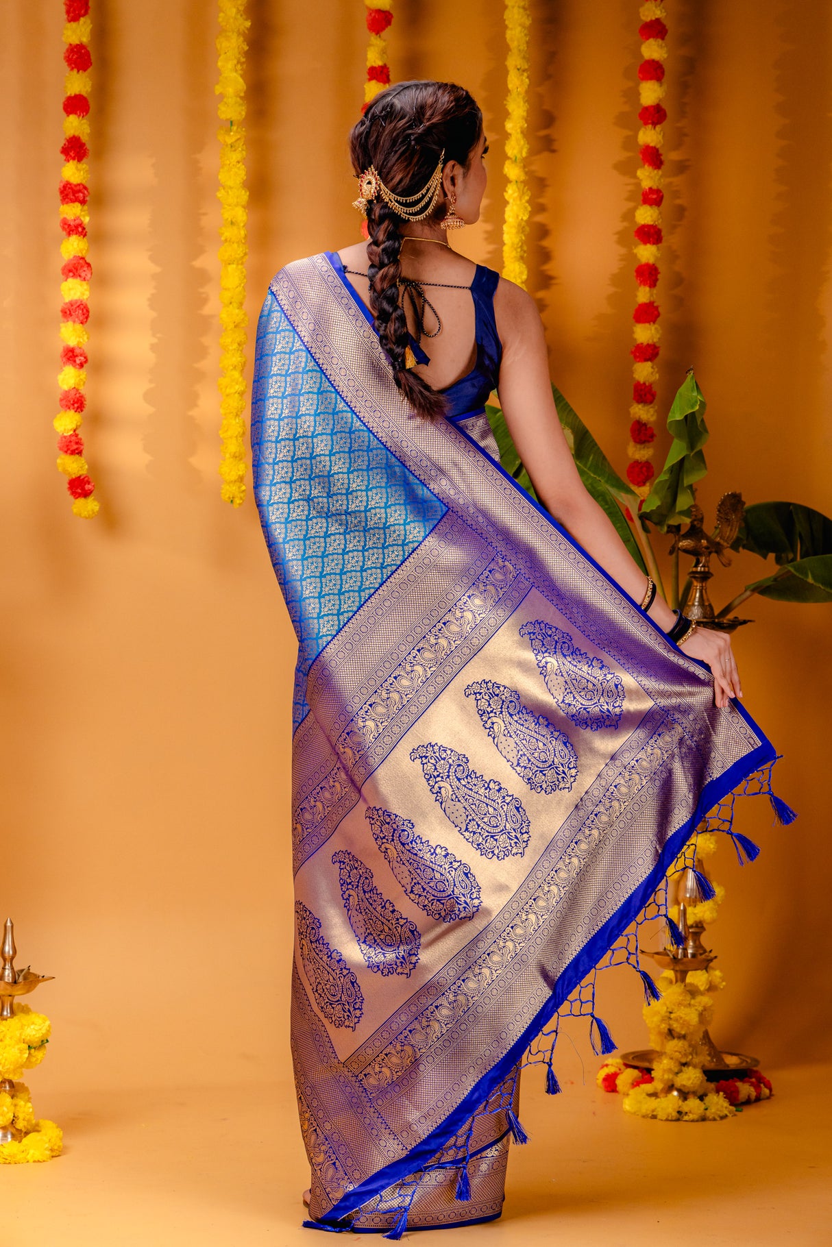 Mimosa Women's Woven Design Kanjivaram Style Art Silk Saree With Blouse Piece : SA00001609SFFREE