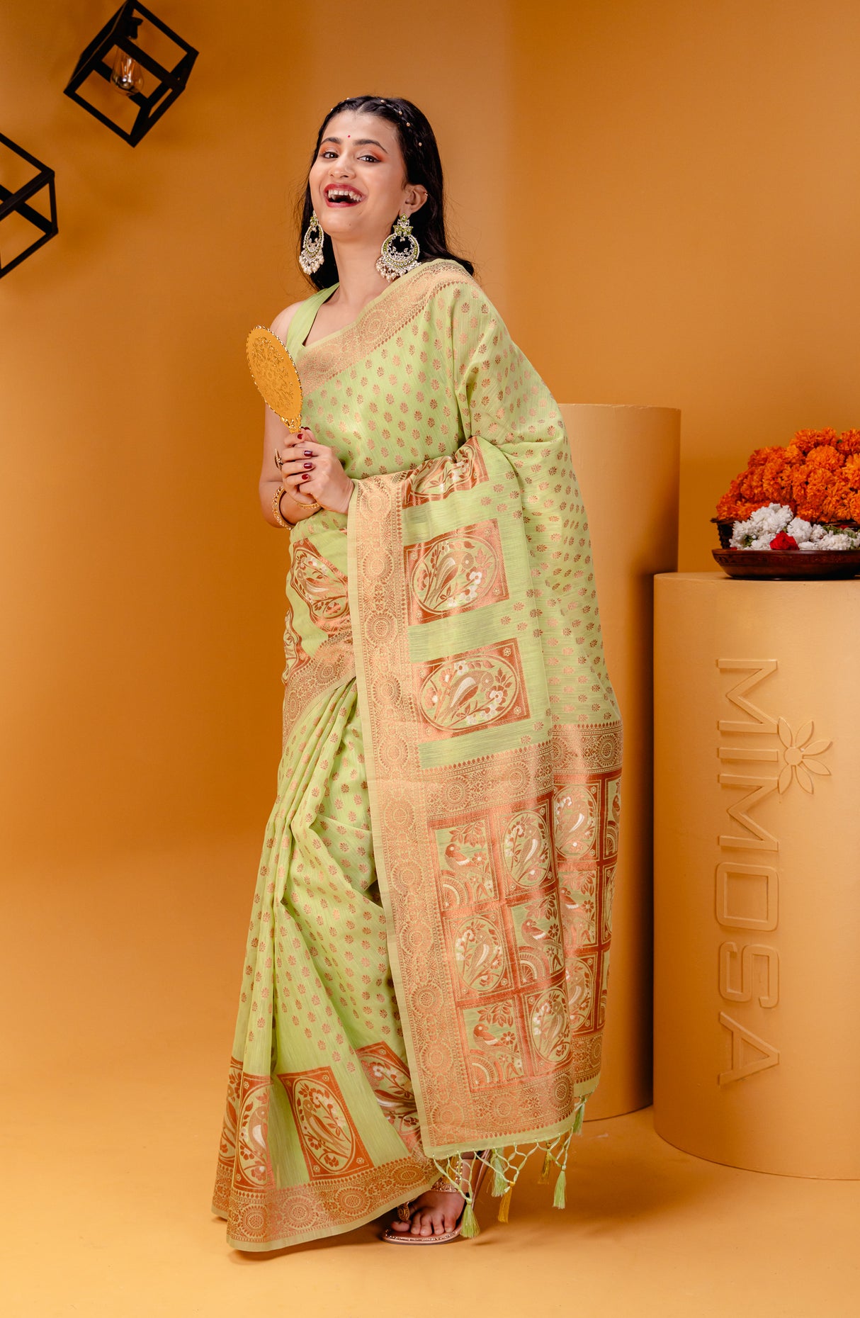 Mimosa Women's Woven Design Banarasi Style Art Silk Saree With Blouse Piece : SA00001807LRFREE