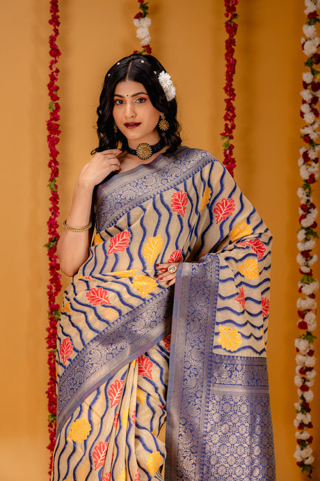 Mimosa Women's Woven Design Kanjivaram Style Art Silk Saree With Blouse Piece : SA00001600CKFREE