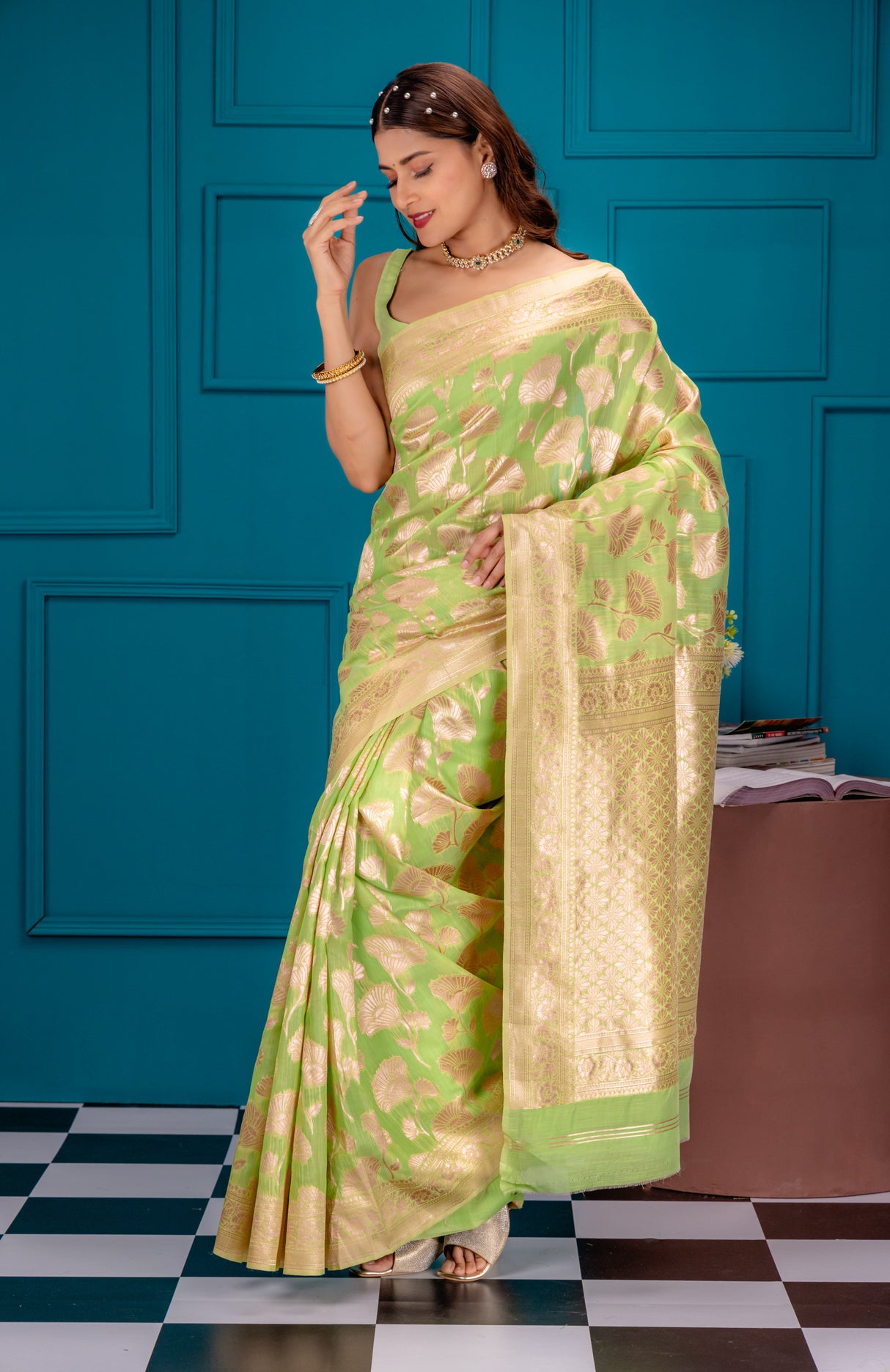 Mimosa Women's Woven Design Banarasi Style Art Silk Saree With Blouse Piece : SA00001763PSFREE