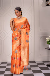 Mimosa Women's Woven Design Banarasi Style Art Silk Saree With Blouse Piece : SA00001597PCFREE