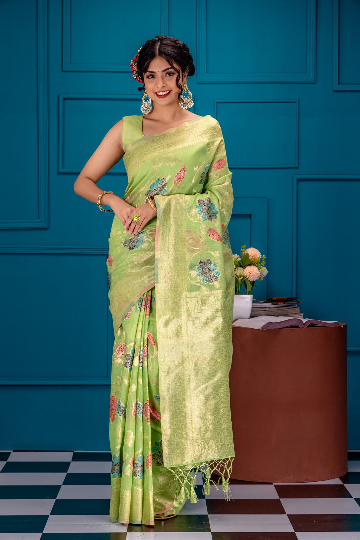 Mimosa Women's Woven Design Banarasi Style Art Silk Saree With Blouse Piece : SA00001597PSFREE