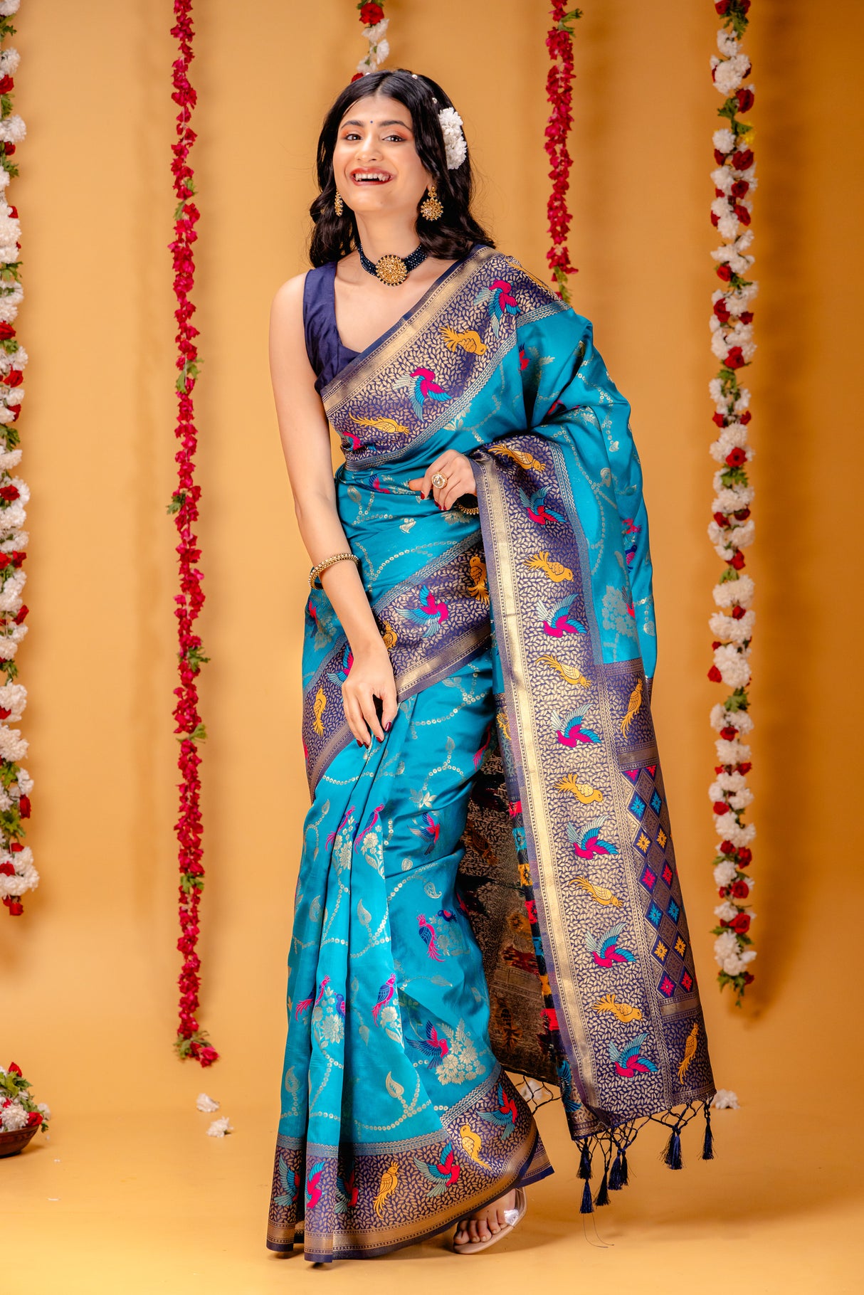 Mimosa Women's Woven Design Kanjivaram Style Art Silk Saree With Blouse Piece : SA00001605SFFREE