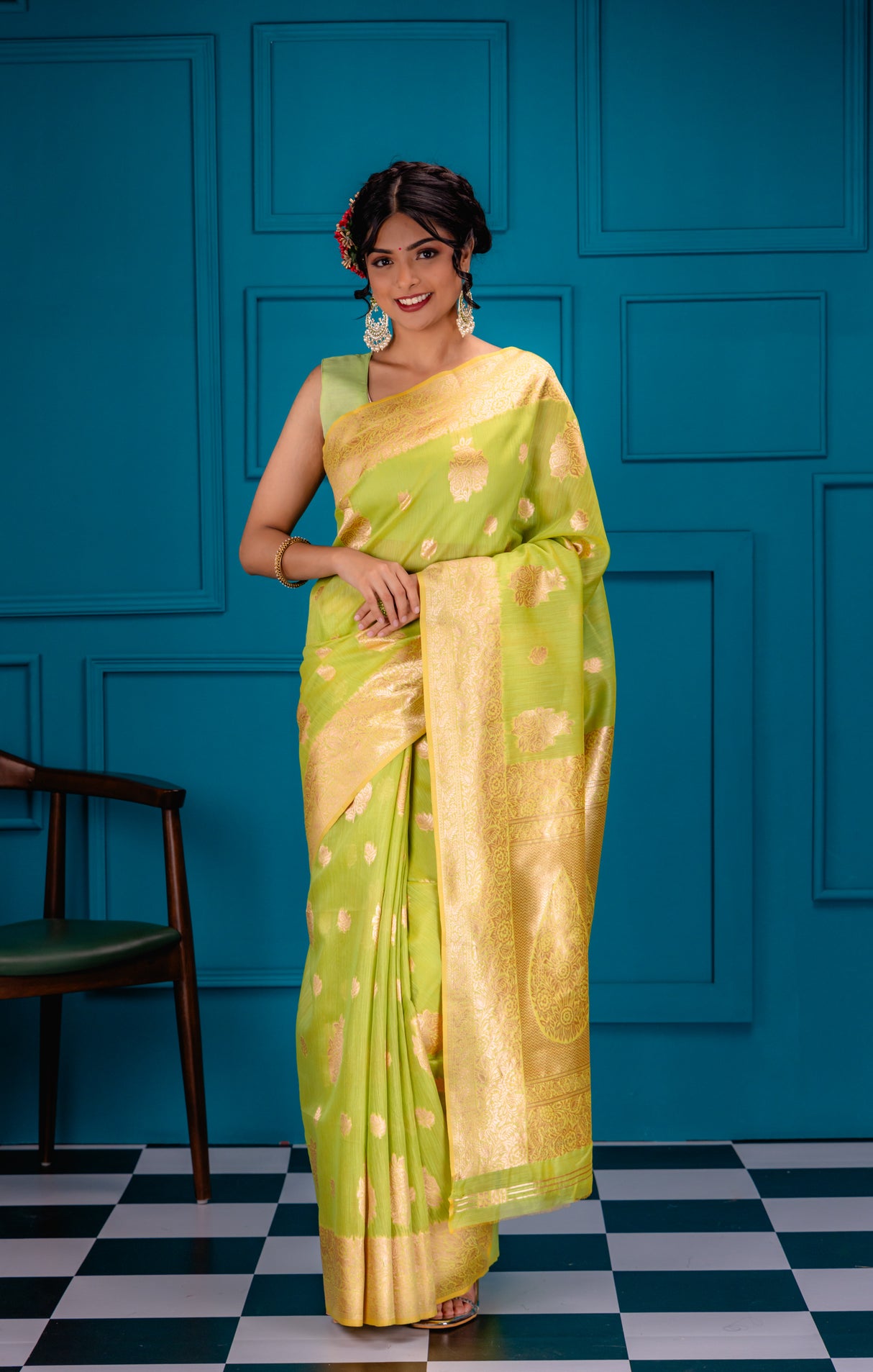 Mimosa Women's Woven Design Banarasi Style Art Silk Saree With Blouse Piece : SA00001753OLFREE