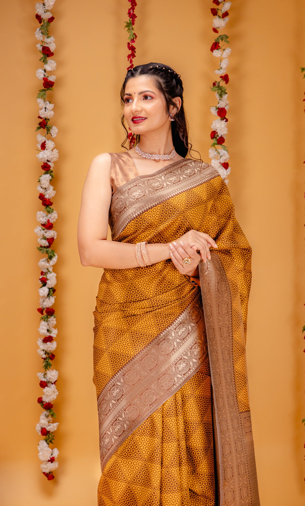 Mimosa Women's Woven Design Kanjivaram Style Art Silk Saree With Blouse Piece : SA00001592CHFREE