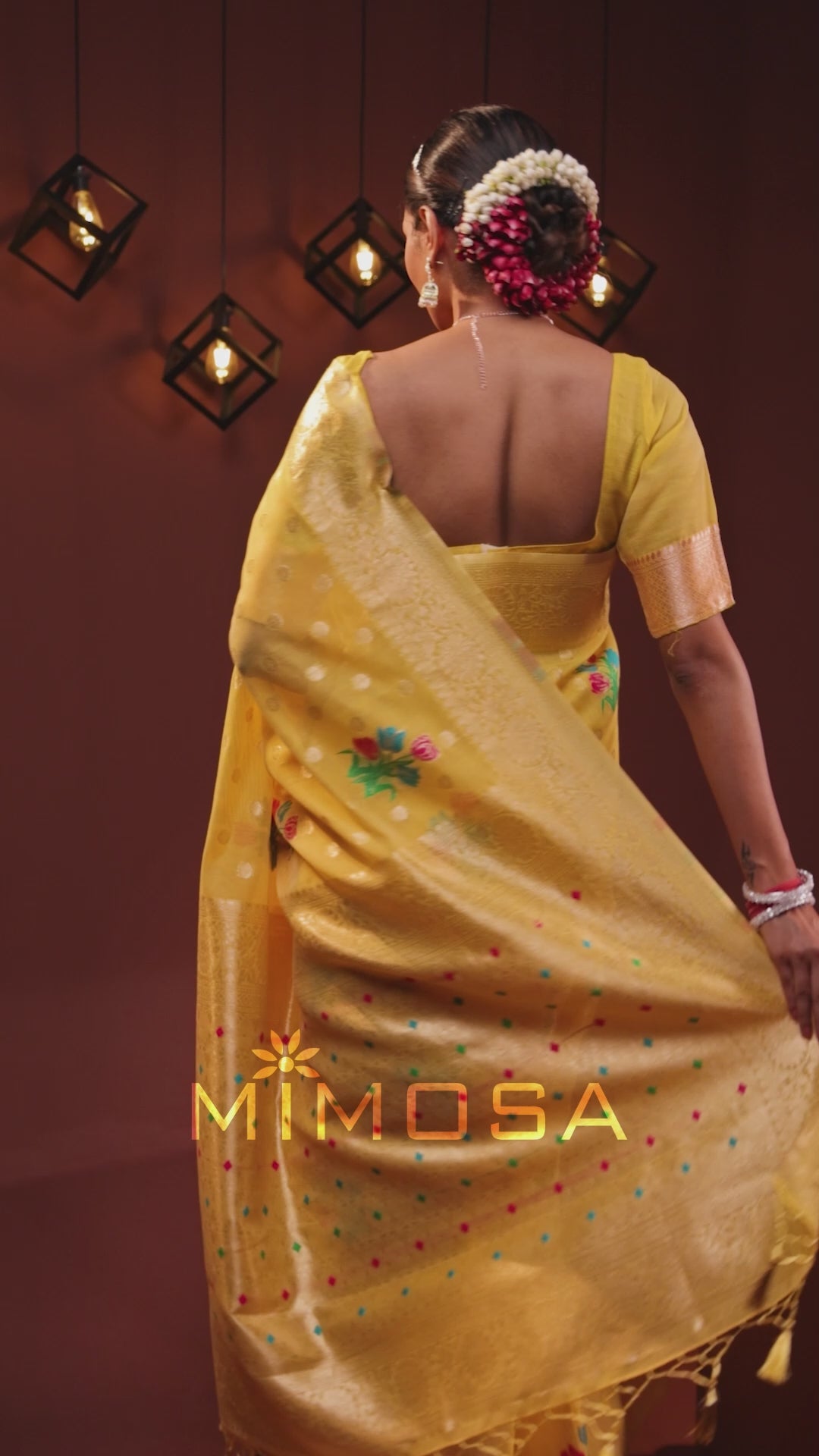 Mimosa Women's Woven Design Banarasi Style Art Silk Saree With Blouse Piece : SA00001744GDFREE