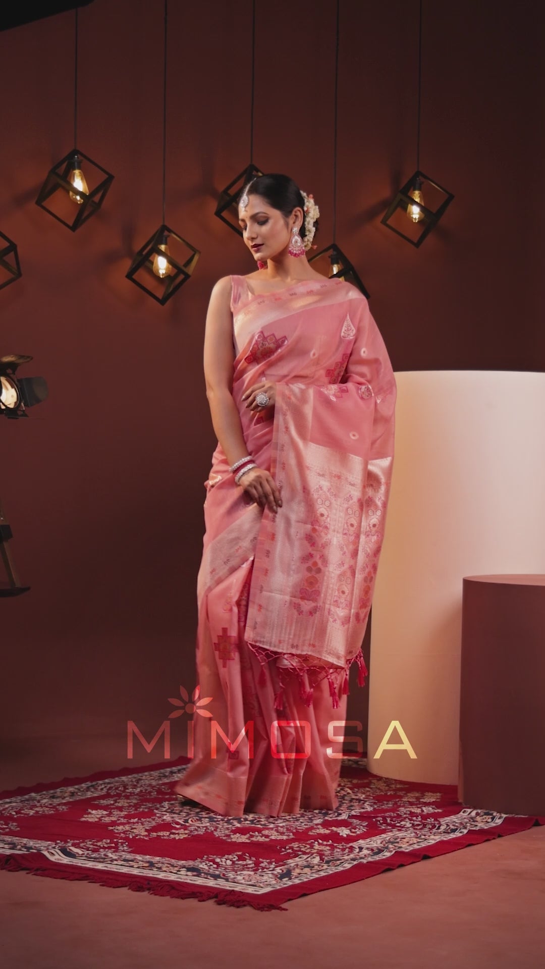 Mimosa Women's Woven Design Banarasi Style Art Silk Saree With Blouse Piece : SA00001792GJFREE