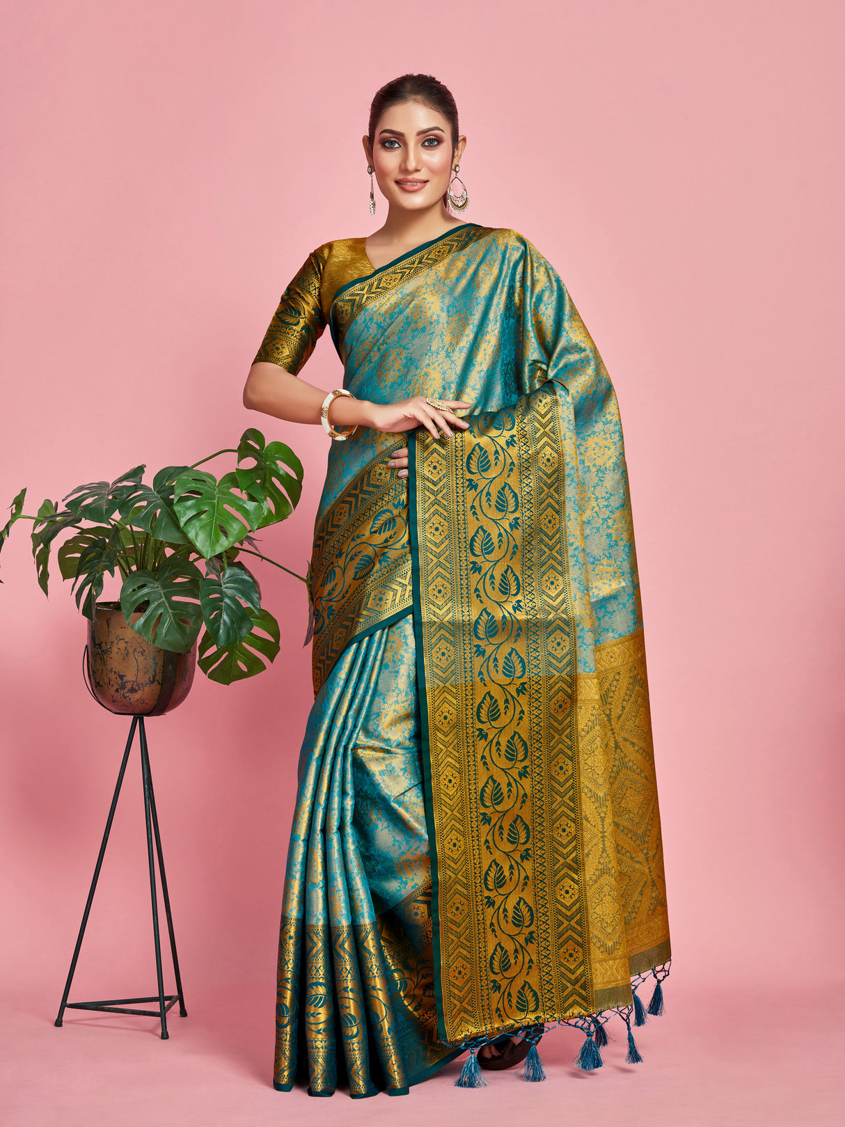 Mimosa Women's Woven Design Kanjivaram Art Silk Saree With Blouse Piece : SA00001292ANFREE