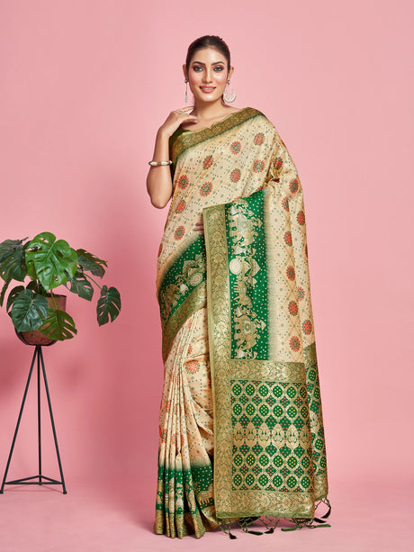 Mimosa Women's Woven Design Patola Art Silk Saree With Blouse Piece : SA00001296HWFREE