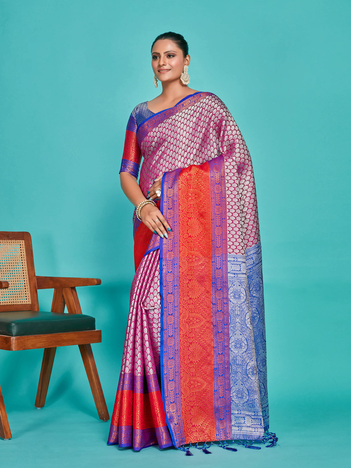 Mimosa Women's Woven Design Kanjivaram Art Silk Saree With Blouse Piece : SA00001285VLFREE