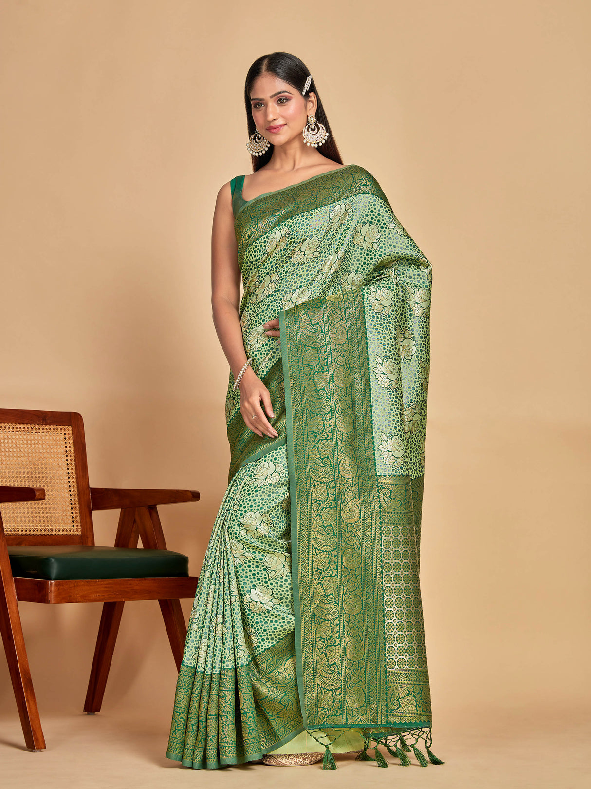 Mimosa Women's Woven Design Kanjivaram Art Silk Saree With Blouse Piece : SA00001283PSFREE