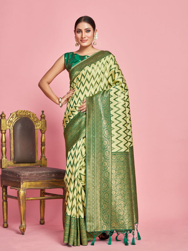 Mimosa Women's Woven Design Kanjivaram Art Silk Saree With Blouse Piece : SA00001280PSFREE