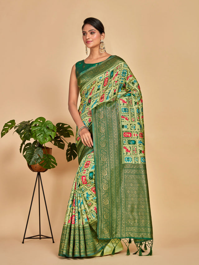 Mimosa Women's Woven Design Kanjivaram Art Silk Saree With Blouse Piece : SA00001277PSFREE