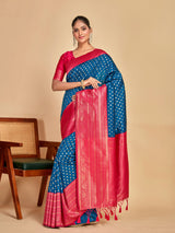 Mimosa Women's Woven Design Kanjivaram Art Silk Saree With Blouse Piece : SA00001276IBFREE