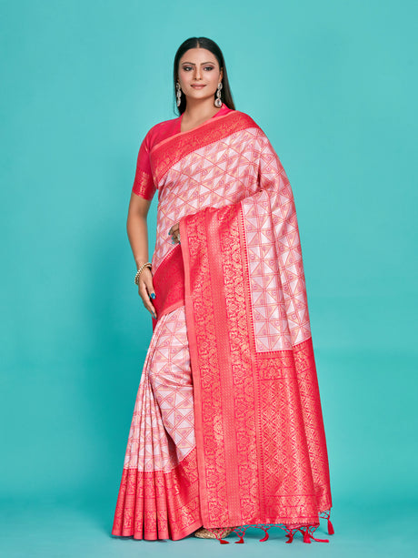 Mimosa Women's Woven Design Kanjivaram Art Silk Saree With Blouse Piece : SA00001260RNFREE