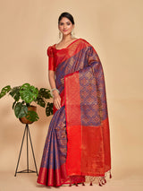 Mimosa Women's Woven Design Kanjivaram Art Silk Saree With Blouse Piece : SA00001289NVFREE