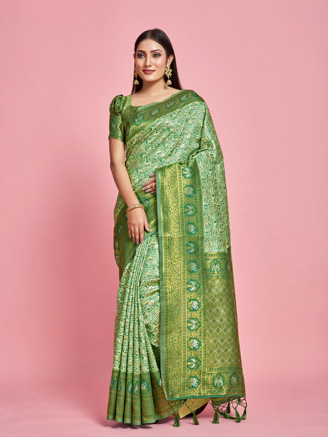 Mimosa Women's Woven Design Kanjivaram Art Silk Saree With Blouse Piece : SA00001247PSFREE