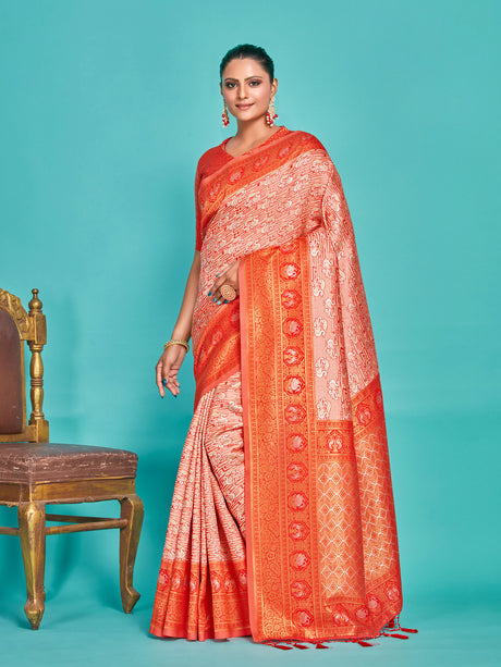 Mimosa Women's Woven Design Kanjivaram Art Silk Saree With Blouse Piece : SA00001247PCFREE