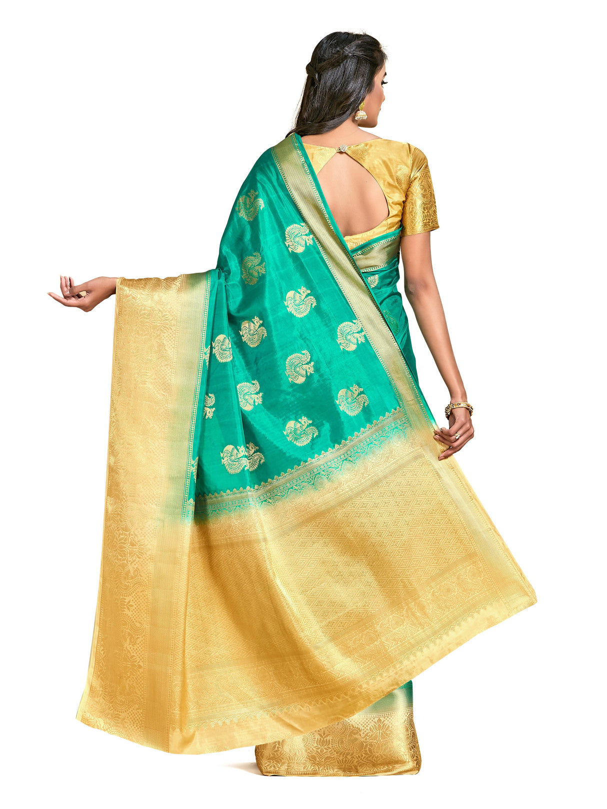 Mimosa Womens Art Silk Saree Kanjivaram Rama Color