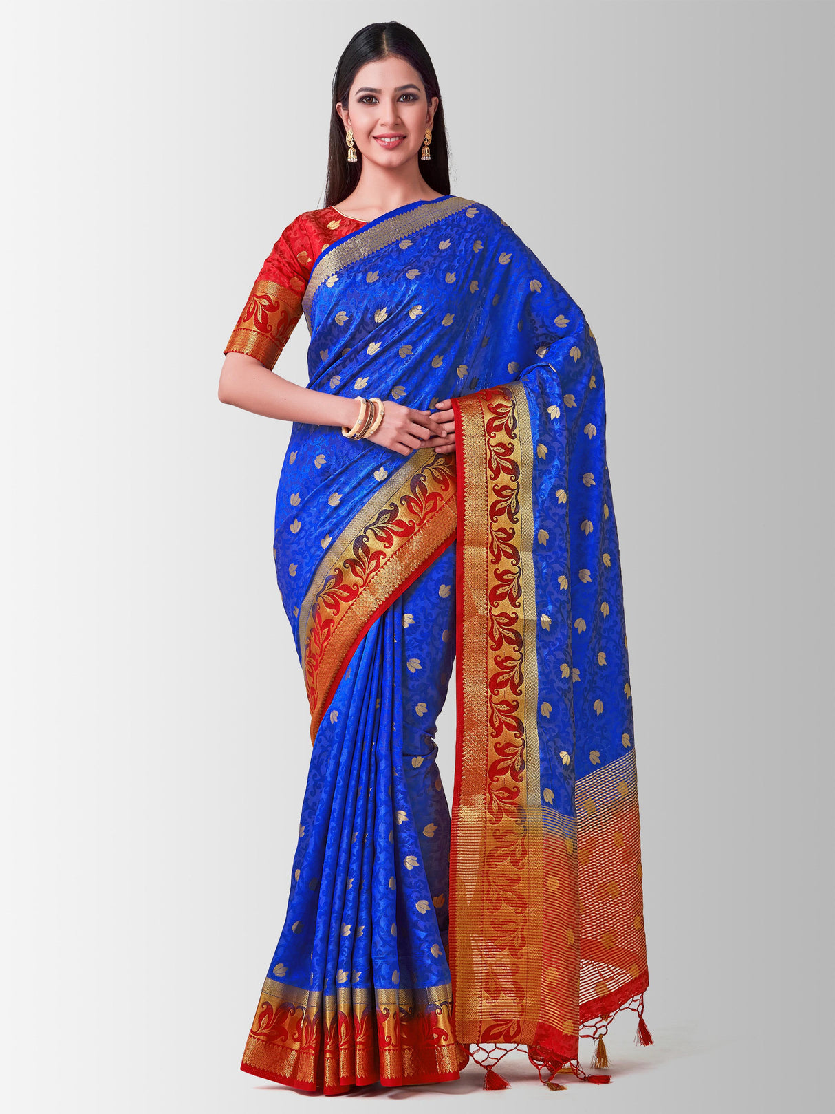 Mimosa Womens Art Silk Saree Kanjivaram Royal Blue Color