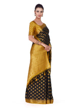 Mimosa Womens Crepe Saree Mysore Silk Black Color