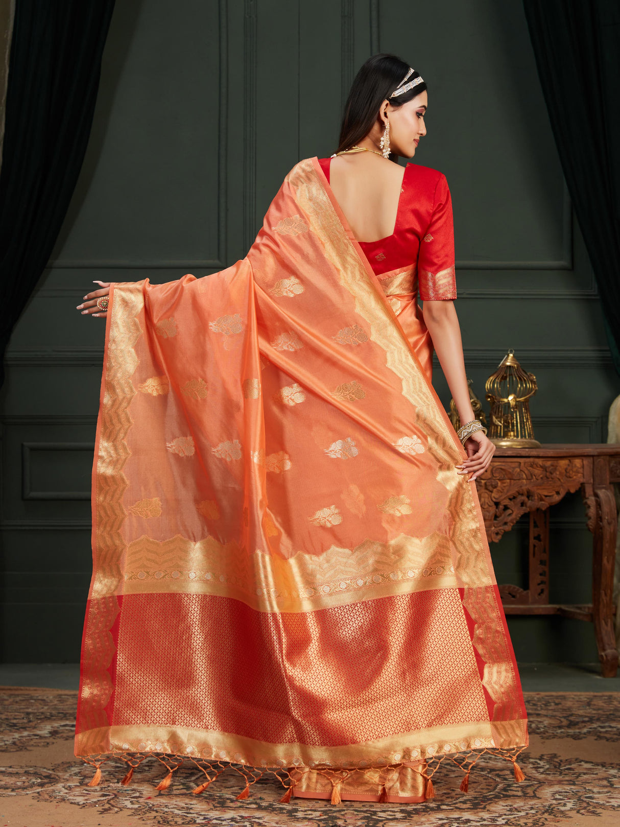 Mimosa Women's Woven Design Banarasi Orgenza Saree With Blouse Piece : SA0000864PC