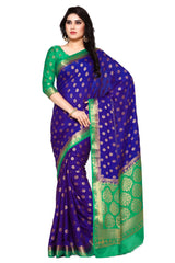 Mimosa Womens Crepe Saree Mysore Silk Violet Color