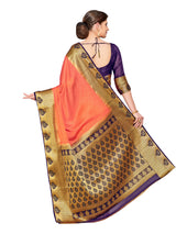 Mimosa Womens Crepe Saree Mysore Silk Peach Color