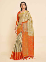 Mimosa Womens Art Silk Saree Kanjivaram Grey Color