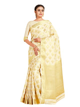 Mimosa Womens Crepe Saree Mysore Silk Halfwhite Color