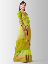 Mimosa Womens Linen Saree Kanjivaram style Pista Color