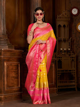 Mimosa Women's Woven Design Kanjivaram Style Art Silk Saree With Blouse Piece : SA0000870GD