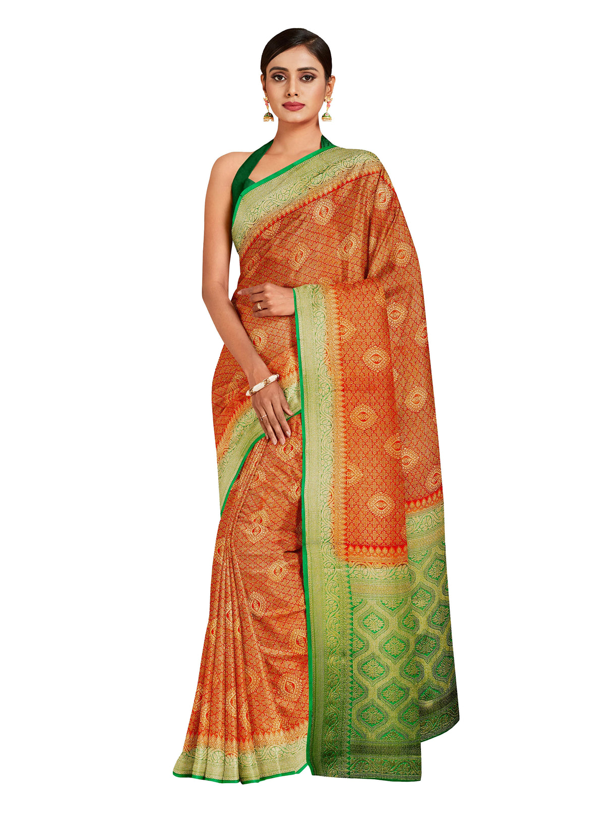 Mimosa Womens Art Silk Saree Kanjivaram Red Color