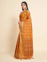 Mimosa Womens Art Silk Saree Kanjivaram Mustard Color