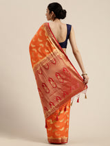 Mimosa Womens Crepe Saree Mysore Silk Peach Color