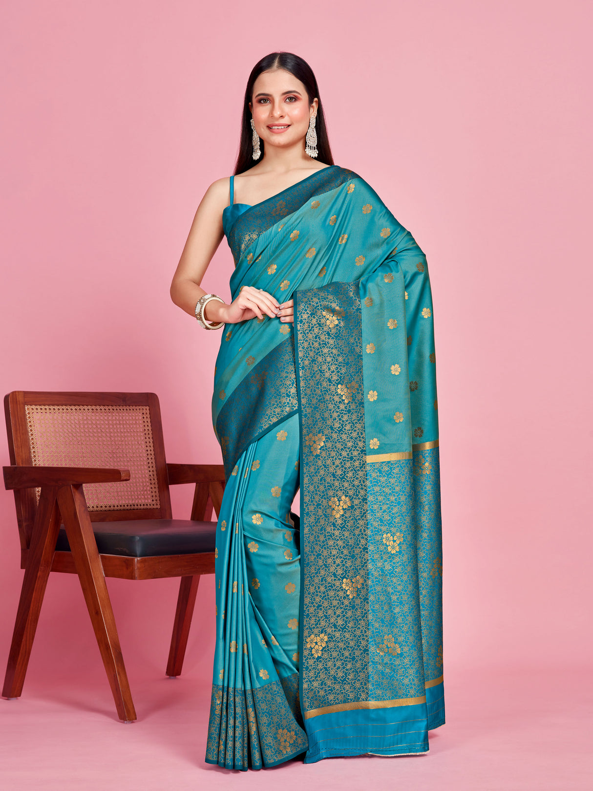 Mimosa Women's Woven Design Kanjivaram Style Art Silk Saree With Blouse Piece : SA00001329SFFREE