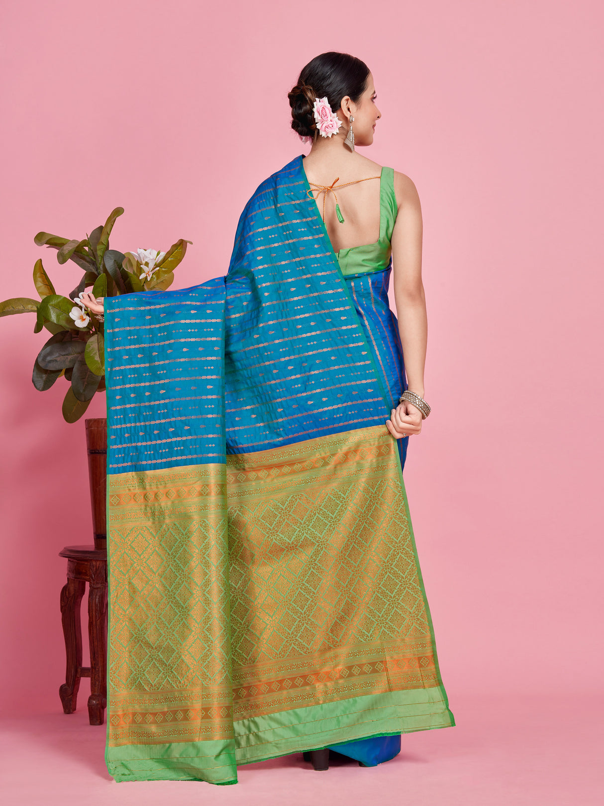 Mimosa Women's Woven Design Kanjivaram Style Art Silk Saree With Blouse Piece : SA00001374RBFREE