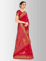 Mimosa Womens Art Silk Saree Kanjivaram Red Color